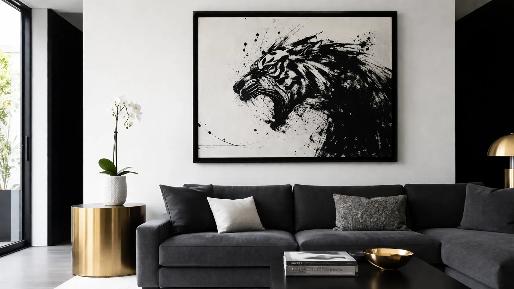 Bold minimalist feng shui living room for the 1950 Metal Tiger